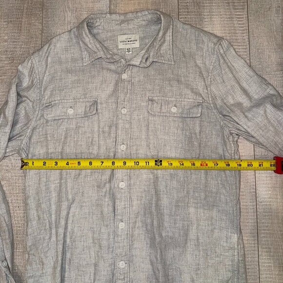 Lucky Brand Button Down Shirt Grey Medium Mens - Picture 3 of 3